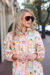 Fruit Basket Shirt Dress With Piped Pocket