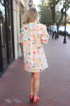 Fruit Basket Shirt Dress With Piped Pocket