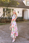 Floral Frame Stitch Peter Pan Maxi Dress