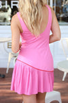 Solid Pleat Kourt Dress w/ Contrast