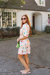 Fruit Basket Button Shirt Dress w/ Tie