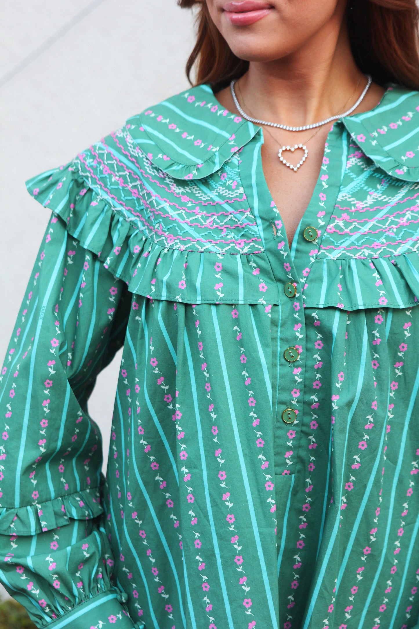 Floral Stripe Peter Pan Dress