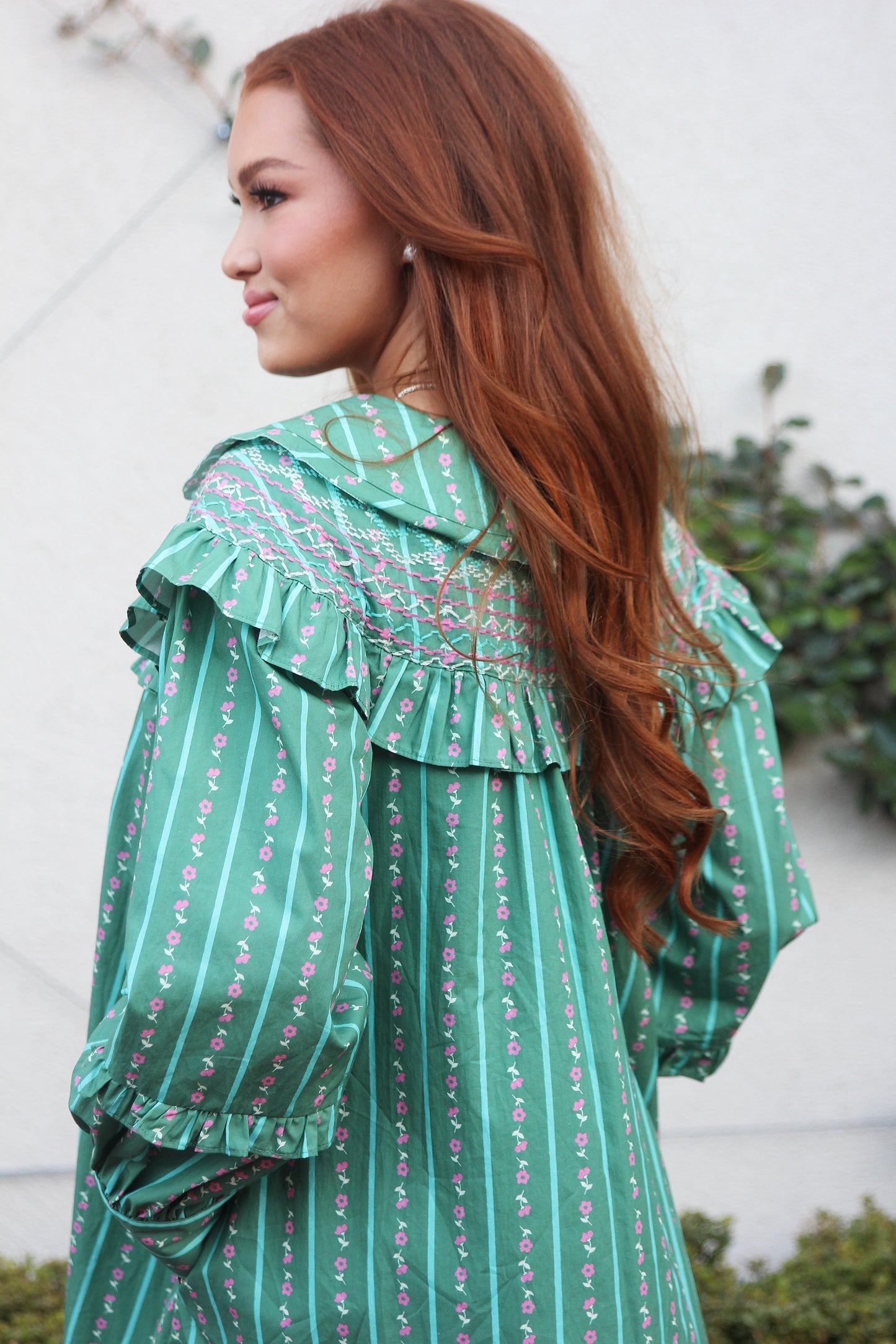 Floral Stripe Peter Pan Dress