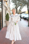 French Floral Peter Pan Tier Maxi Dress