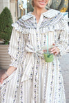 French Floral Peter Pan Tier Maxi Dress