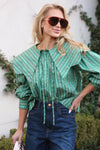 Floral Ditzy Stripe Peter Pan Collar Top