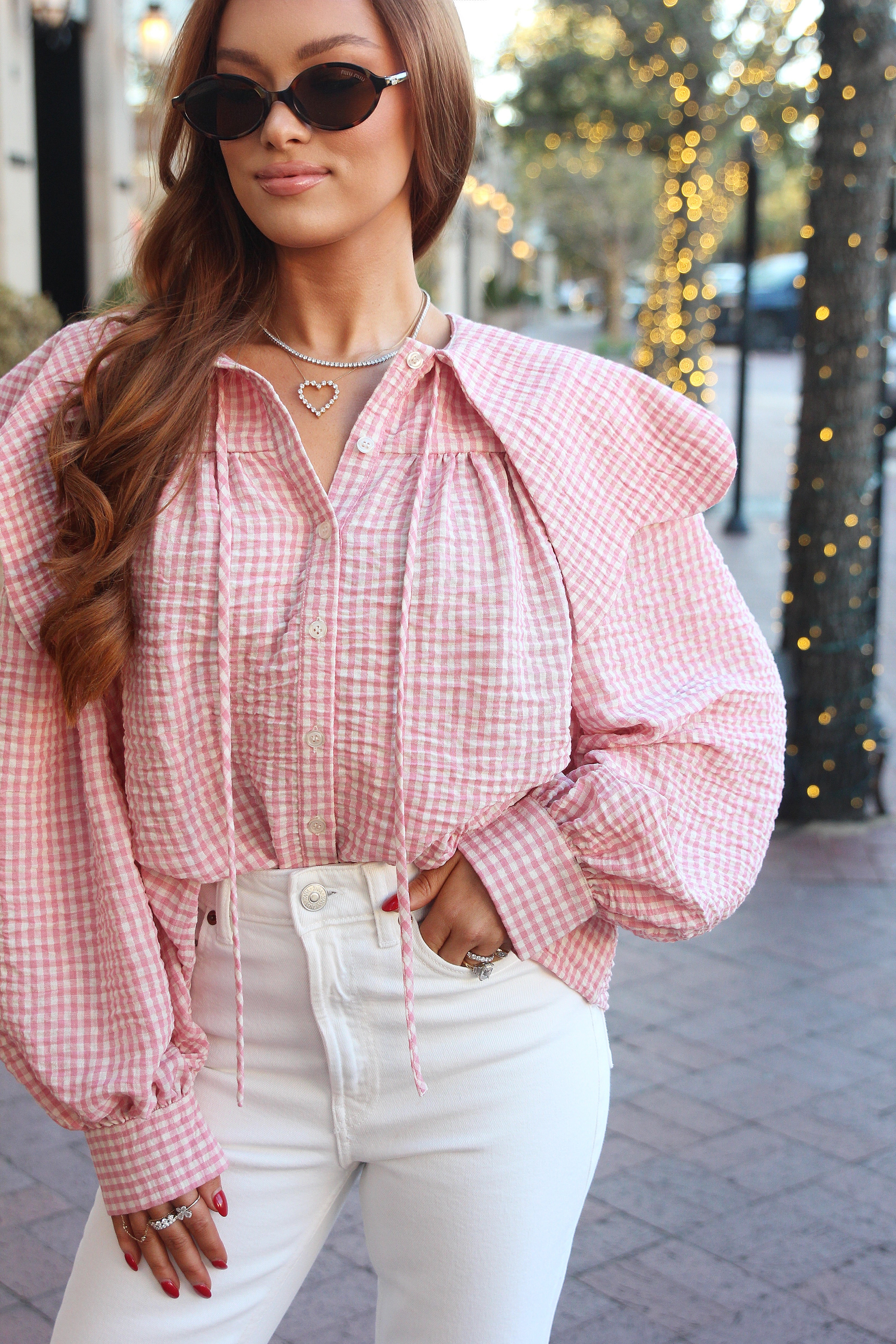 Gingham Peter Pan Collar Top