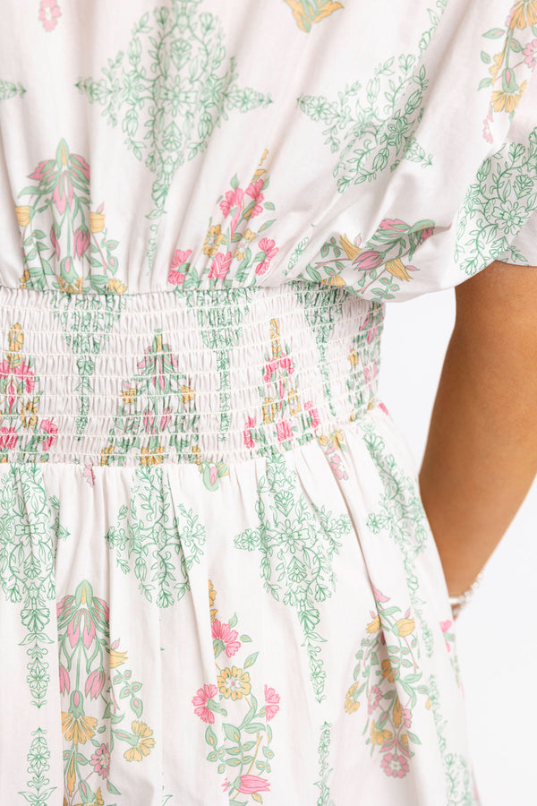 Vintage Floral Button Shirt Dress