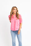 Solid Contrast Trim Poplin Top