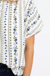French Floral Signature Vneck Collar Top