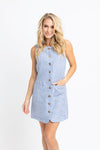 Denim Stripe Button Shift Dress