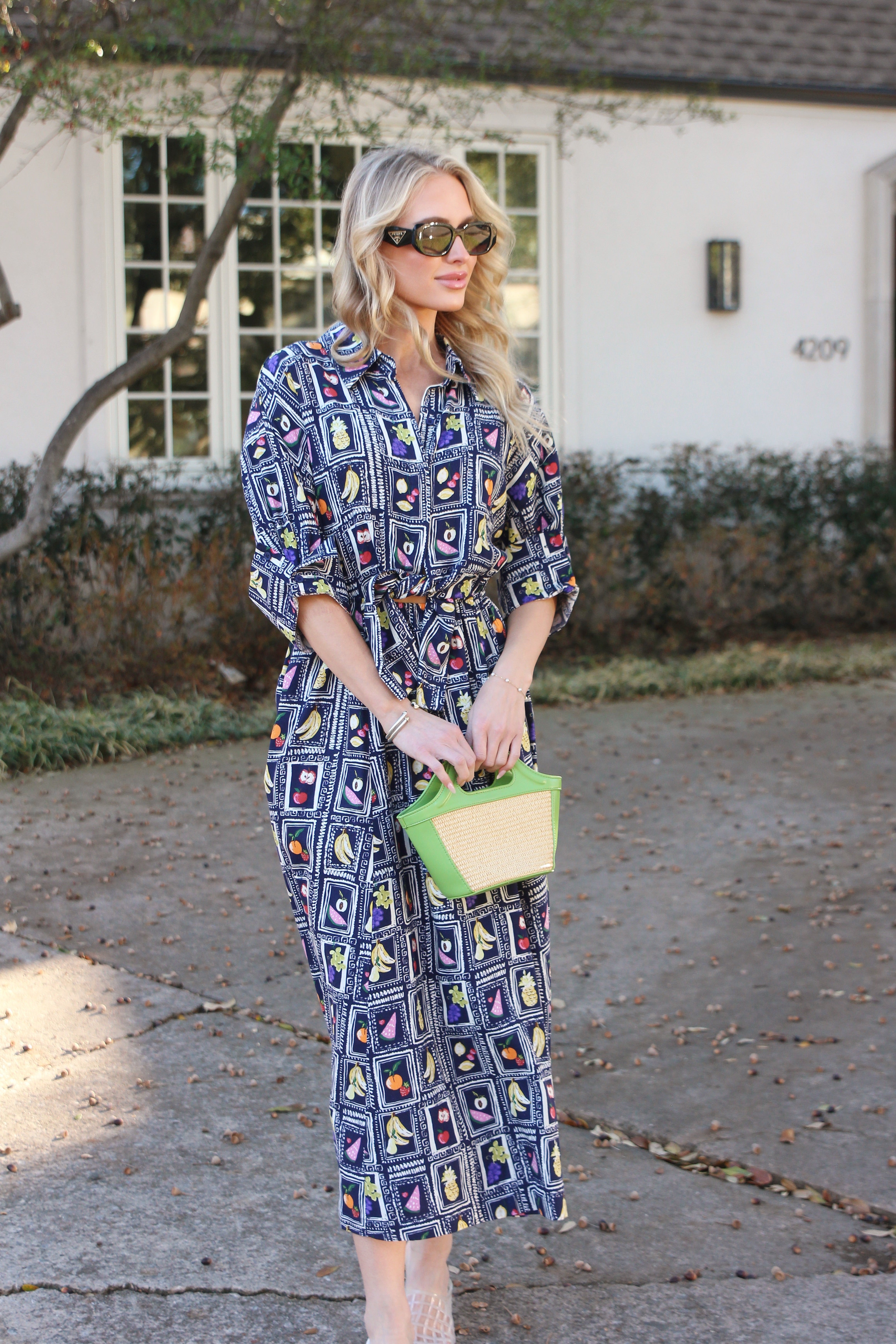 Italian Fruit Shirt Dress Maxi
