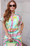 Palm Beach Shirt Dress Maxi w/ Belt