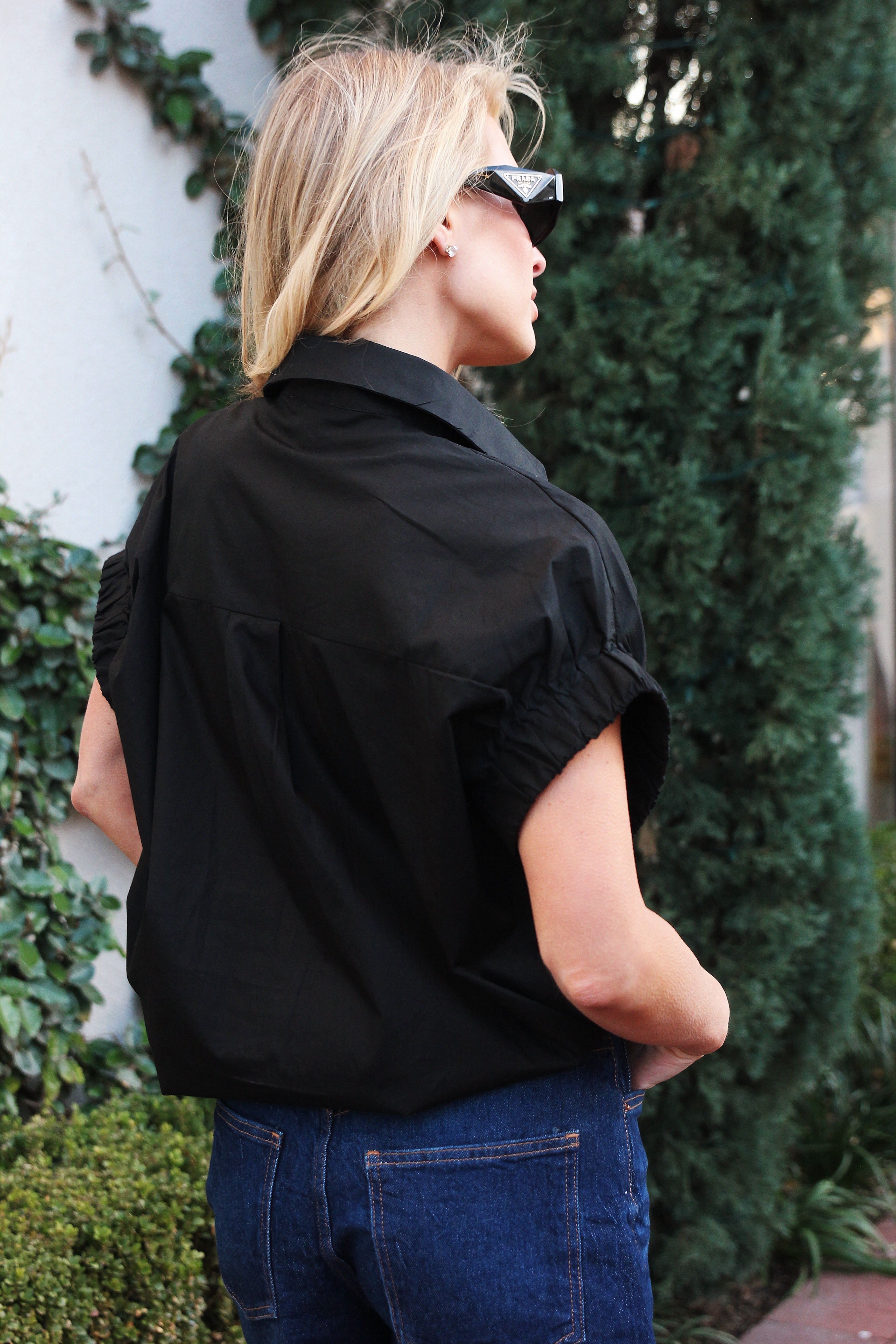 Solid Poplin Jeweled Top
