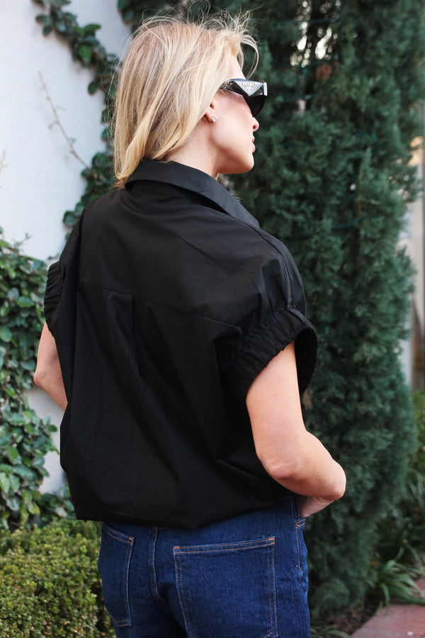 Solid Poplin Jeweled Top