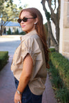 Solid Poplin Jeweled Top