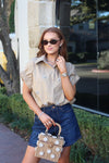 Solid Poplin Jeweled Top