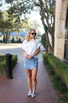 Solid Poplin Jeweled Top
