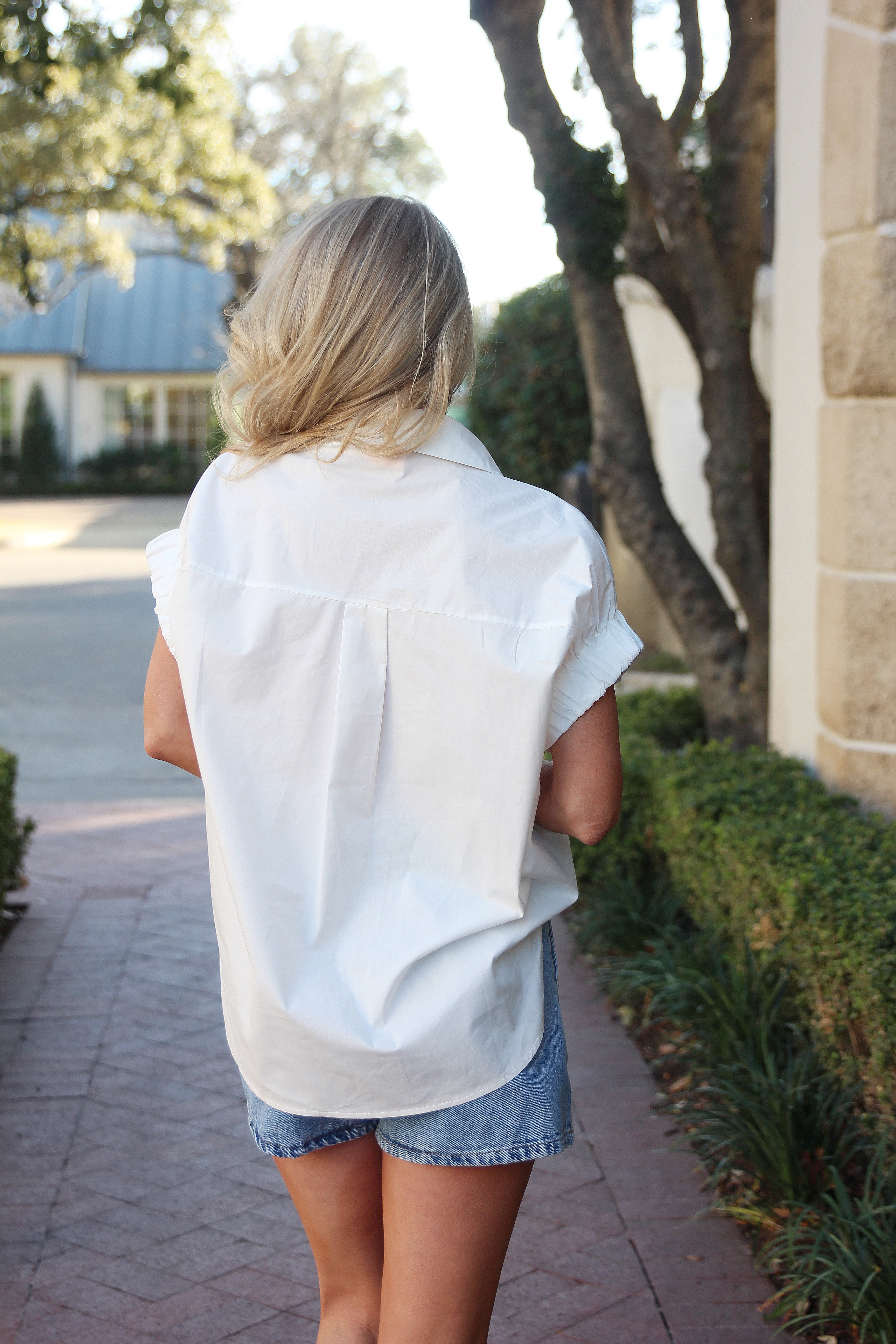 Solid Poplin Jeweled Top