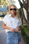 Solid Poplin Jeweled Top