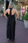 Solid Satin Halter Maxi Dress