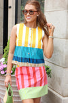 Multi Stripe Button Up Top