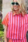 Stripe Color Block Scallop Top