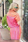 Stripe Color Block Scallop Skirt