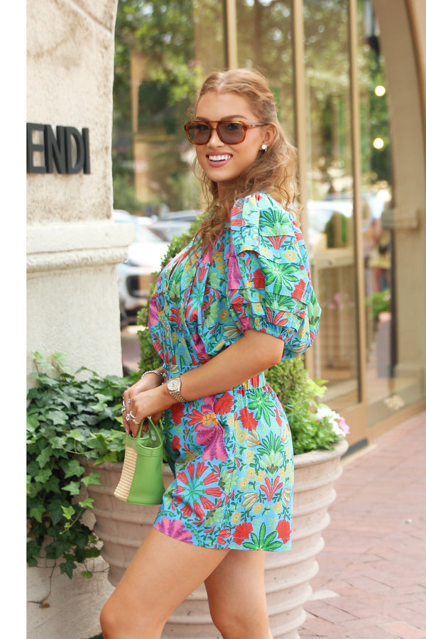 Tropical Short with Button Detail