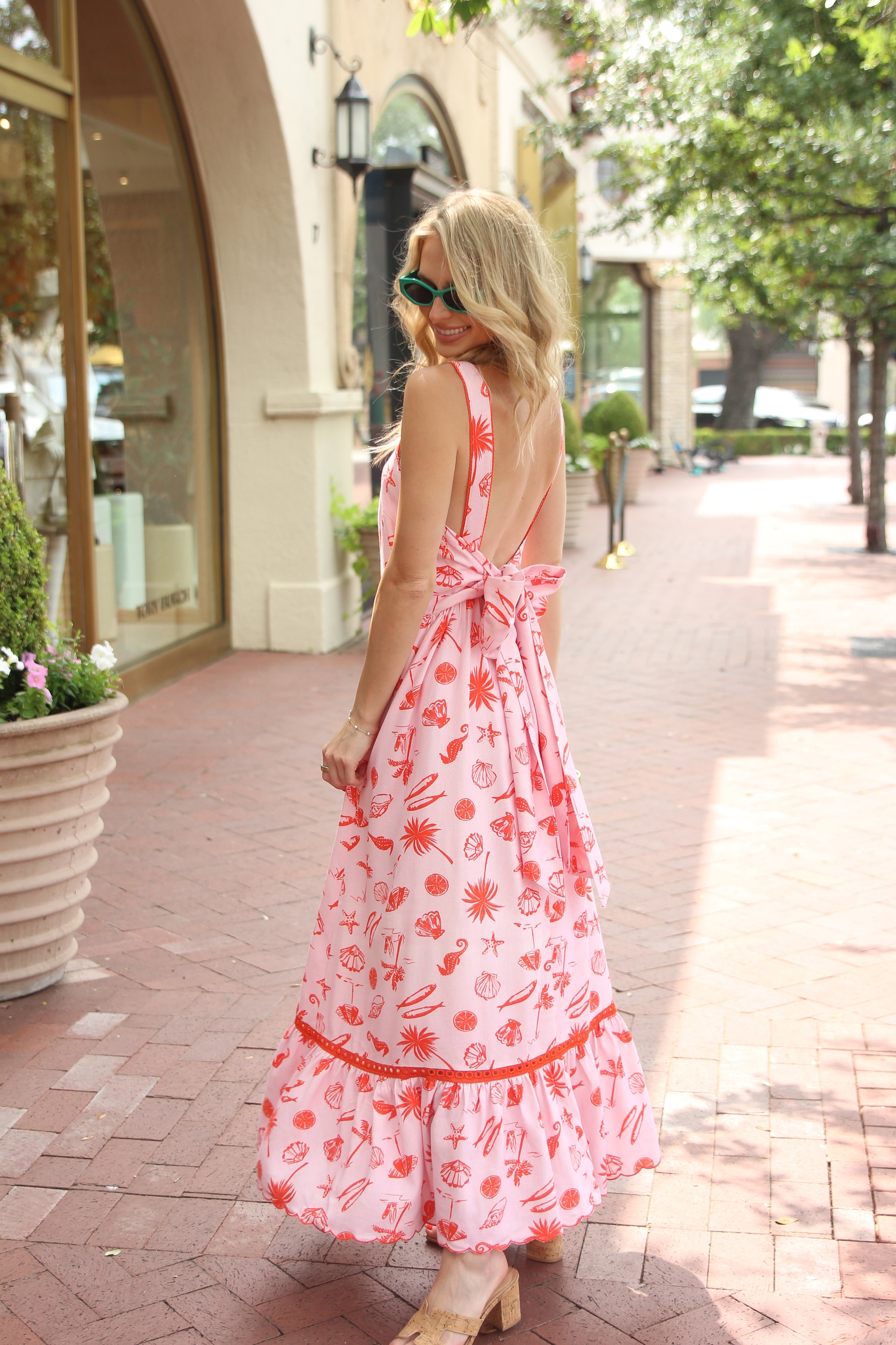 Beach Linen Tie Back Maxi Dress