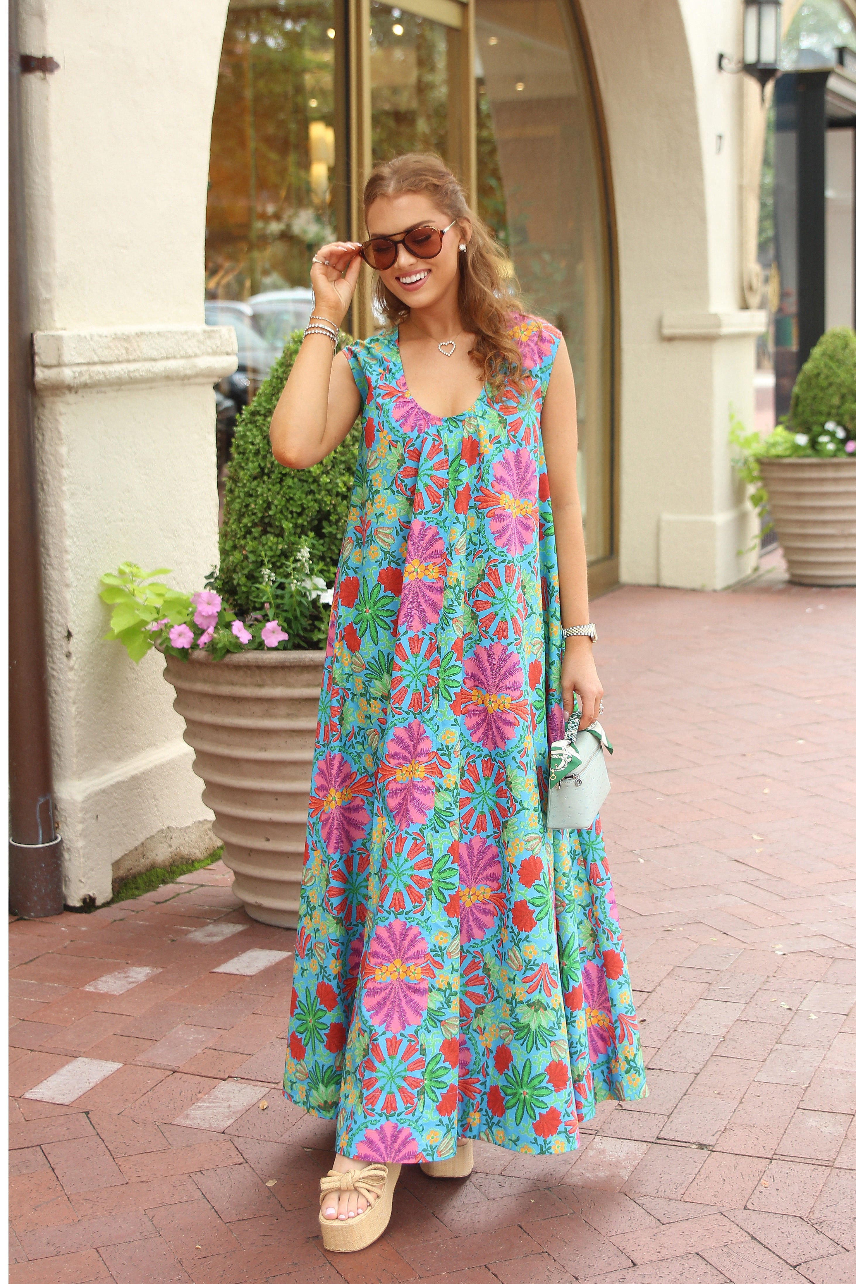 Tropical Scoop Sleeveless Maxi Dress