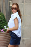 Stripe Bubble Button Up Top