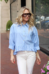 Stripe Poplin Ruffle Bottom Top