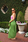 Linen Color Block Bustier Maxi Dress