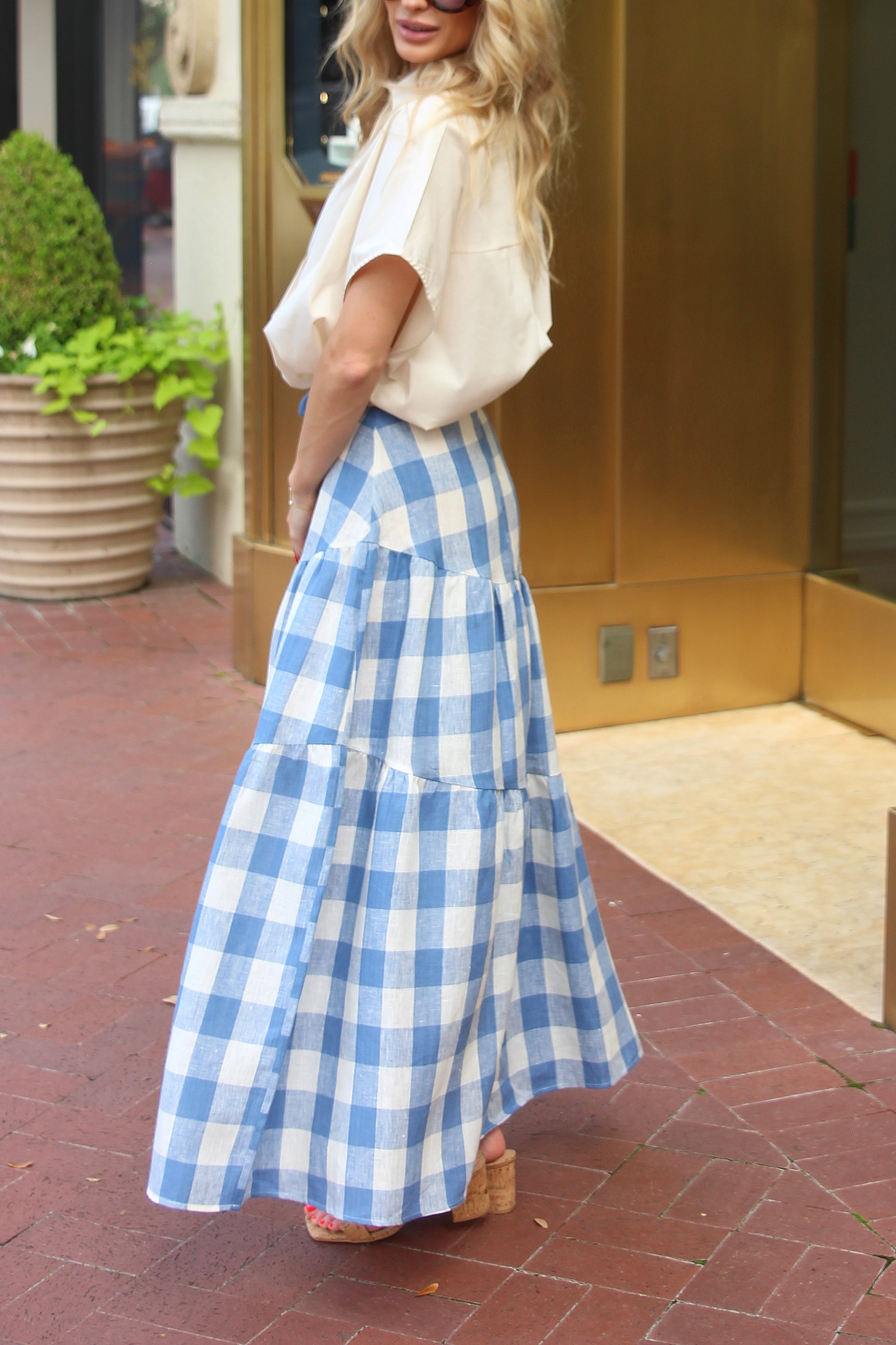 Buffalo Check Maxi Skirt with Tie
