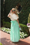 Seersucker Stripe Tie Maxi Skirt