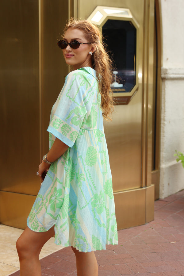 Sea Shell Stripe Shirt Dress