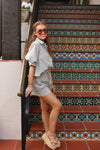 Stripe Linen Puff Sleeve Top