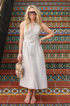 Linen Stripe Tie Maxi Dress