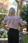 Menswear Stripe Ruffle Top