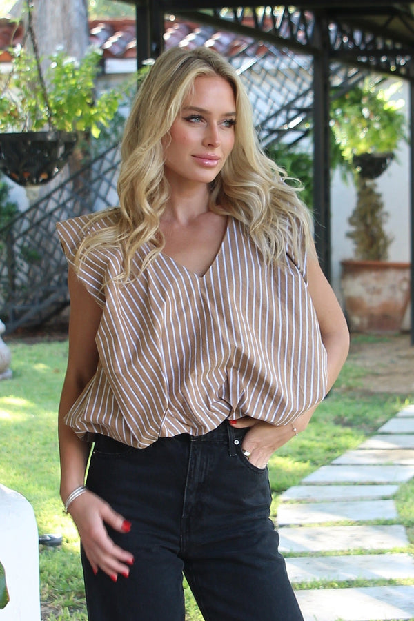 Menswear Stripe Bubble Top