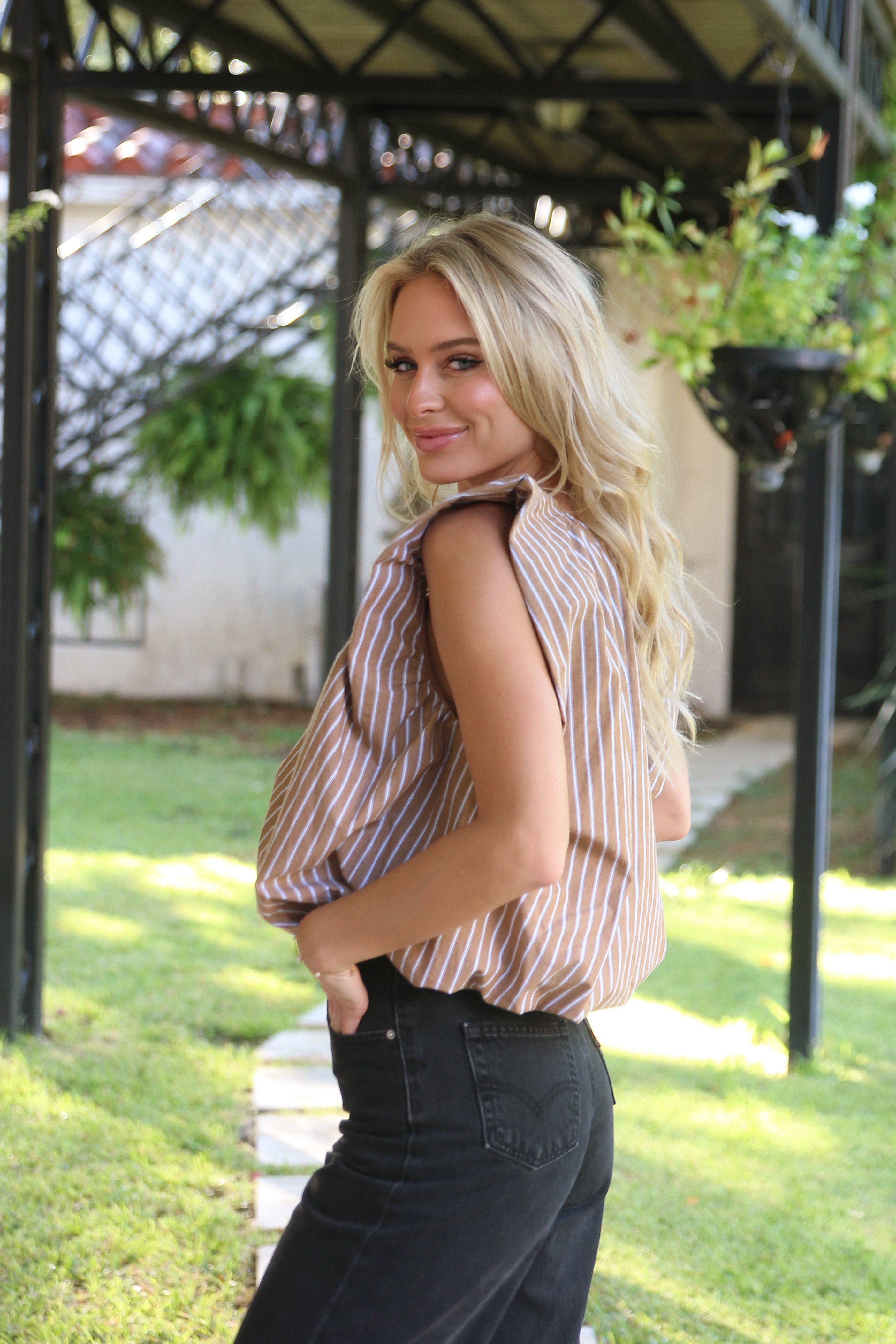 Menswear Stripe Bubble Top