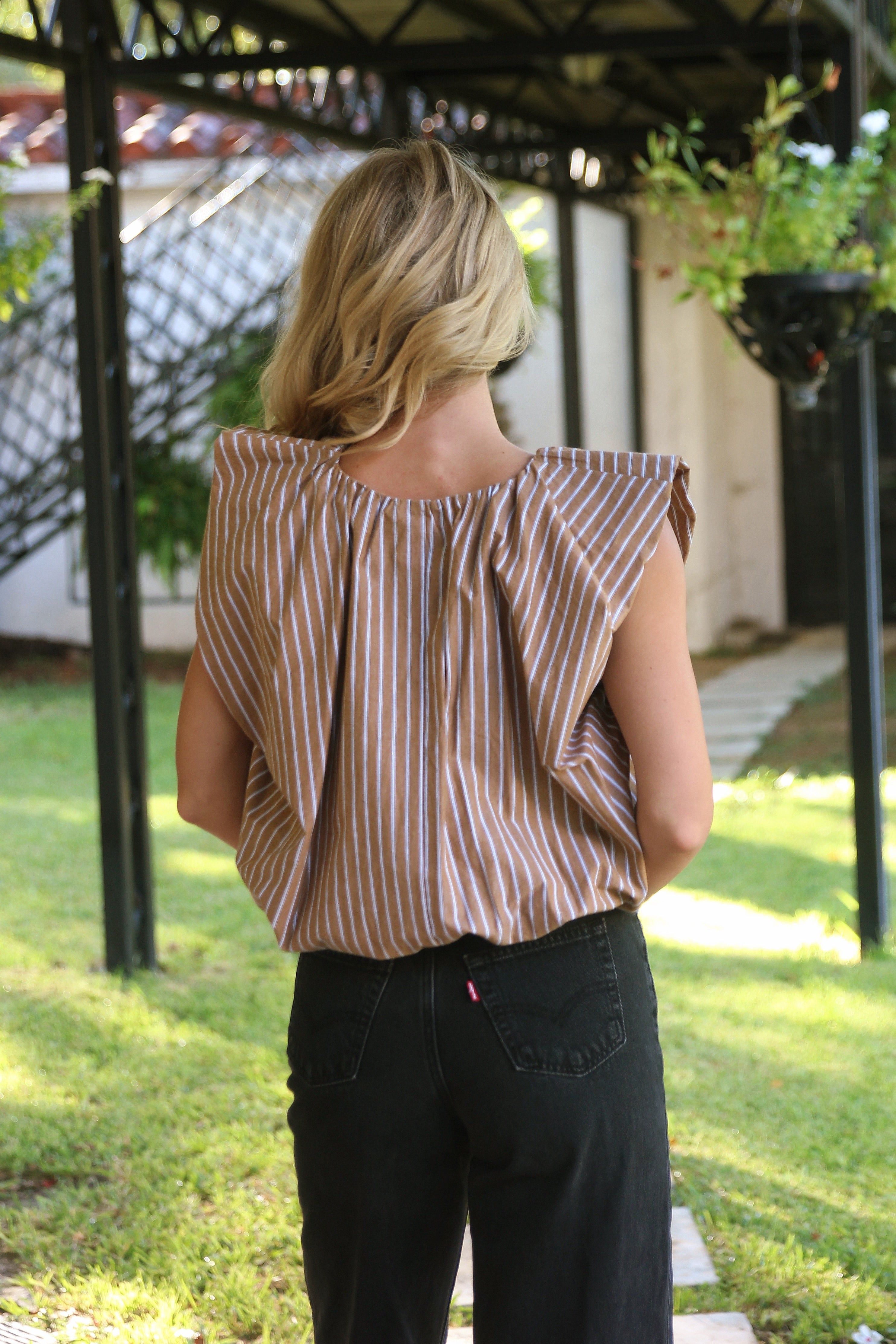 Menswear Stripe Bubble Top