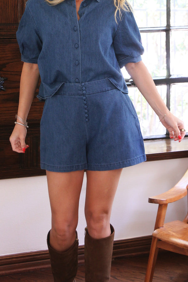 Denim Button Short