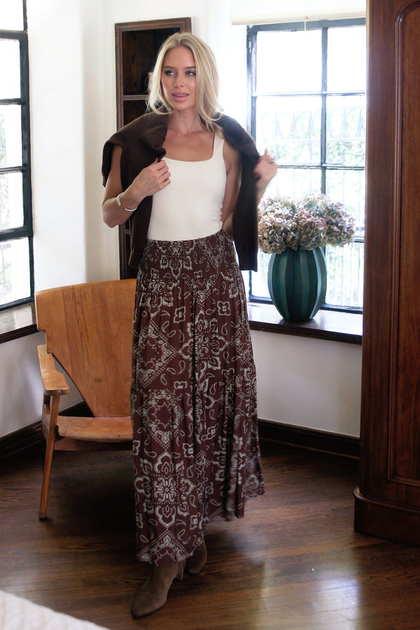 Bandana Smock Tier Maxi Skirt