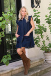 Denim Ruffle Pocket Dress