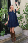 Denim Ruffle Pocket Dress