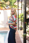 Multi Color Poplin Signature Collar Top