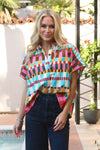 Multi Color Poplin Signature Collar Top