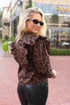 Leopard Ruffle Button Up Top